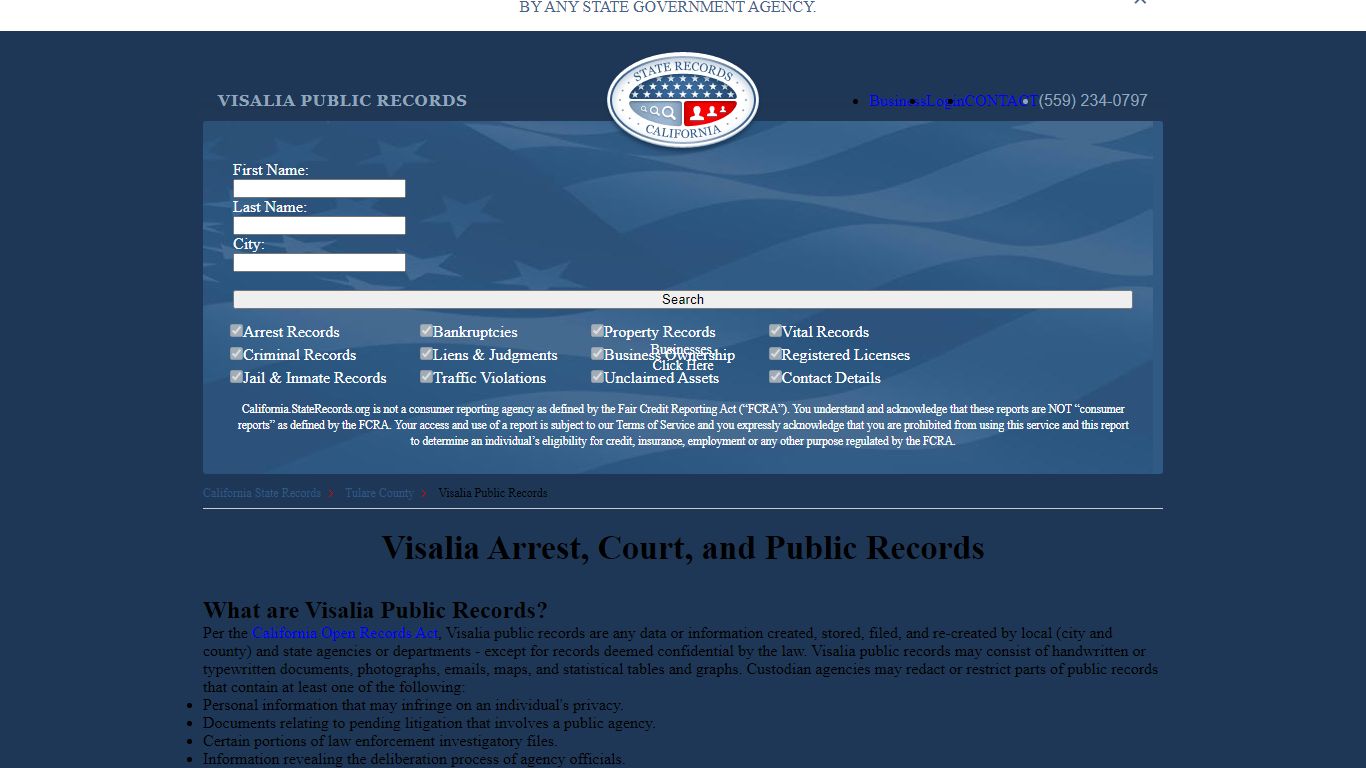 Visalia Arrest and Public Records | California.StateRecords.org