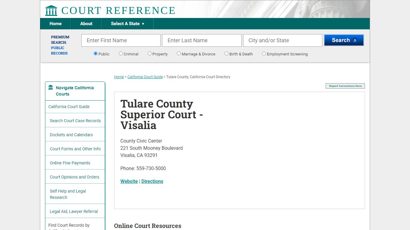 Tulare County Superior Court - Visalia - CourtReference.com